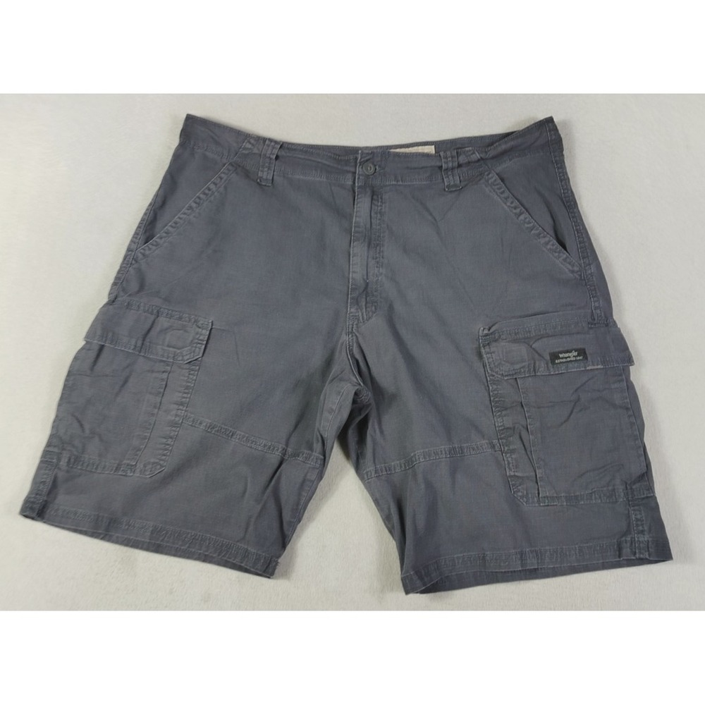 Wrangler Cargo Shorts Mens 38 Gray Ripstop Canvas Relaxed Fit Stretch Hiking